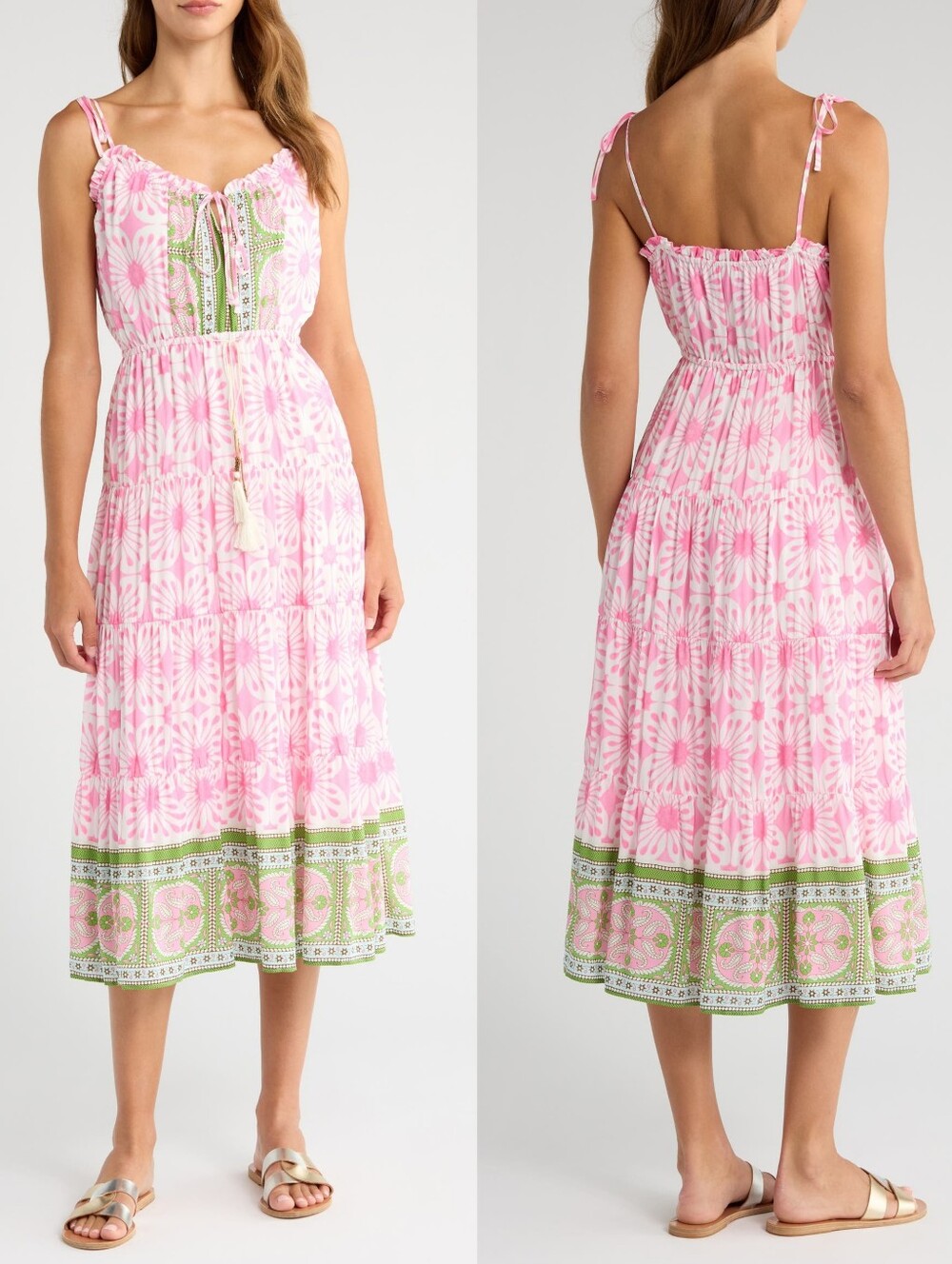 Alicia Bell Holiday Tie Strap Midi Dress